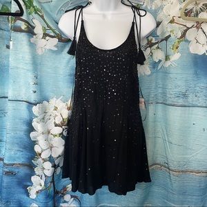 Sold elsewhere Free People “Just watch me” little black dress w sequins, sz NWT